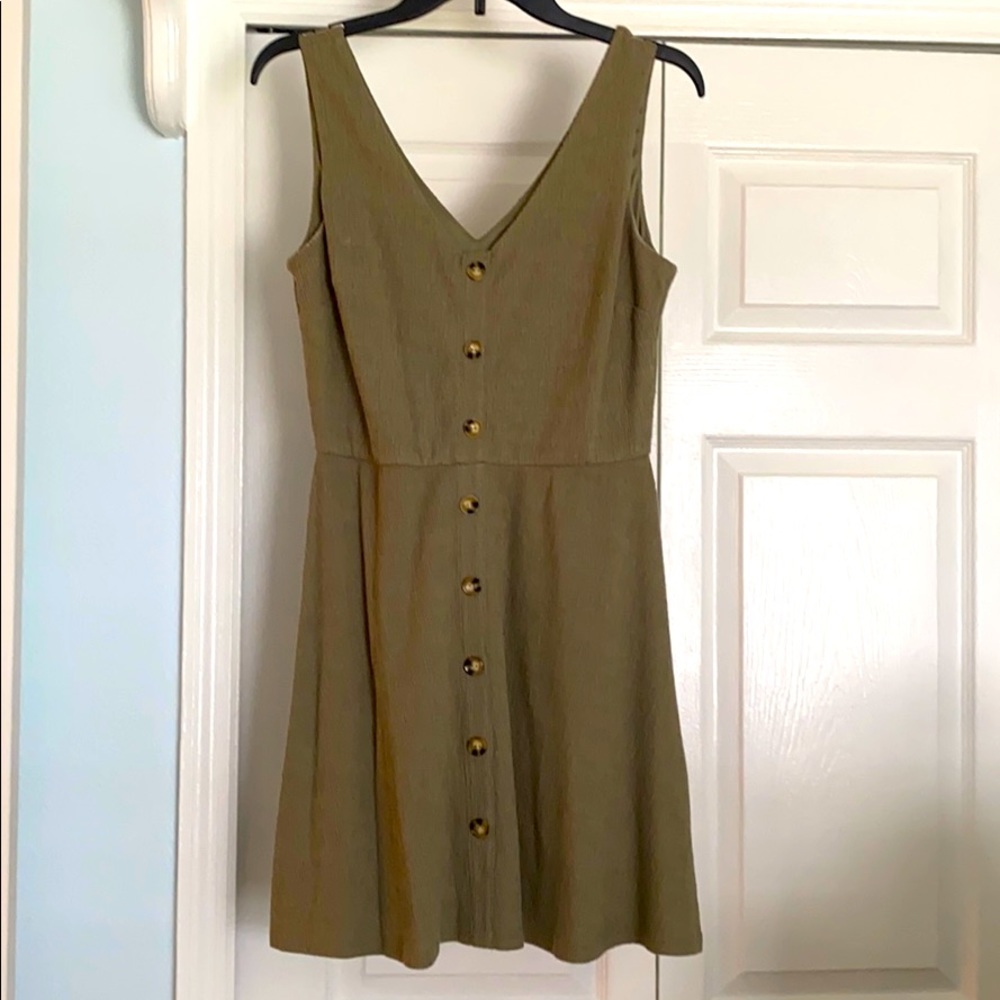 Fake button down sage green dress